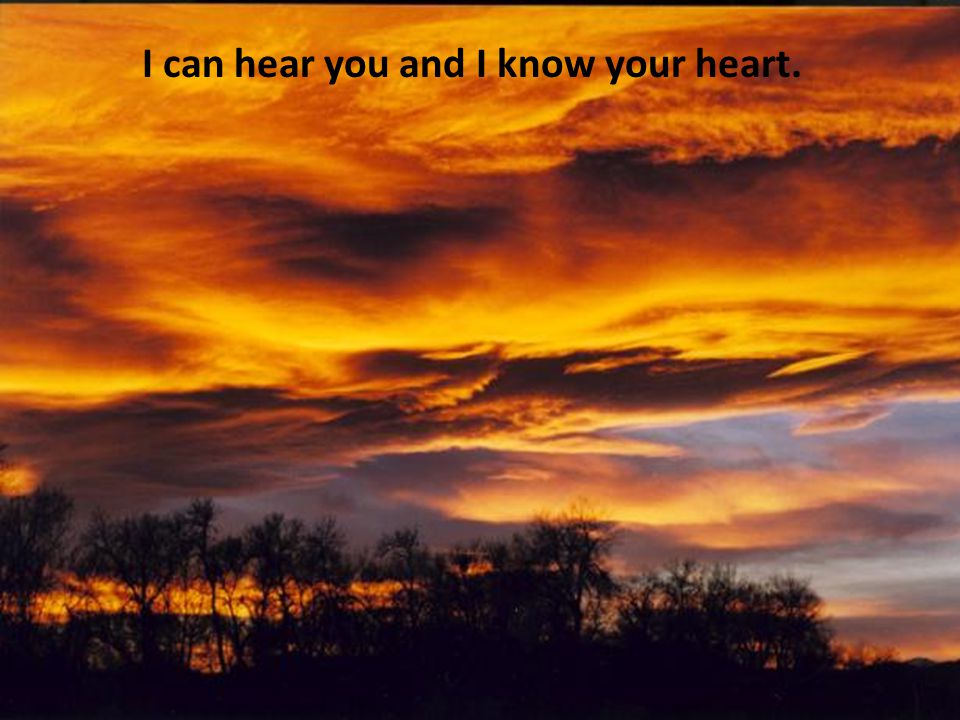 I can hear you and I know your heart.