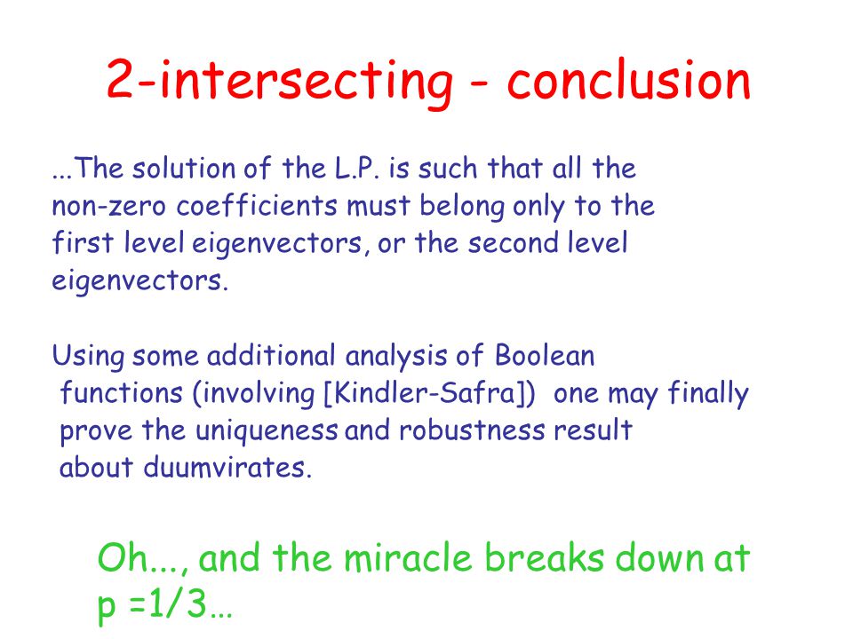2-intersecting - conclusion...The solution of the L.P.