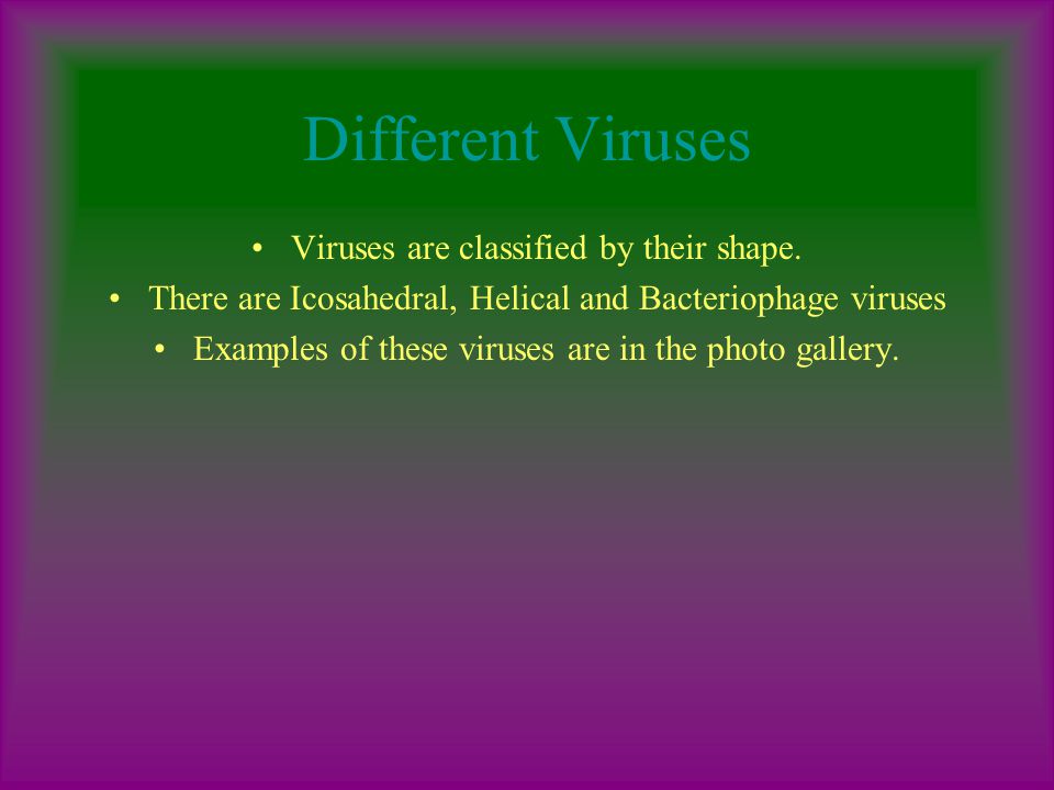Replication Viruses do not reproduce. They are not living things.