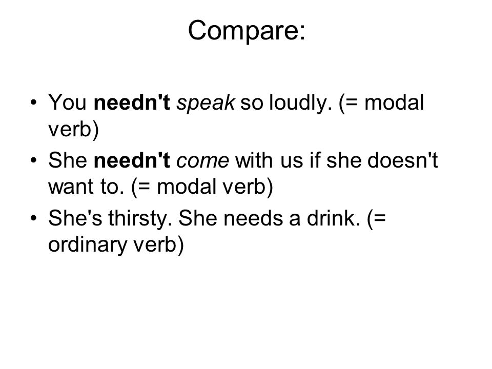 Compare: You needn t speak so loudly.