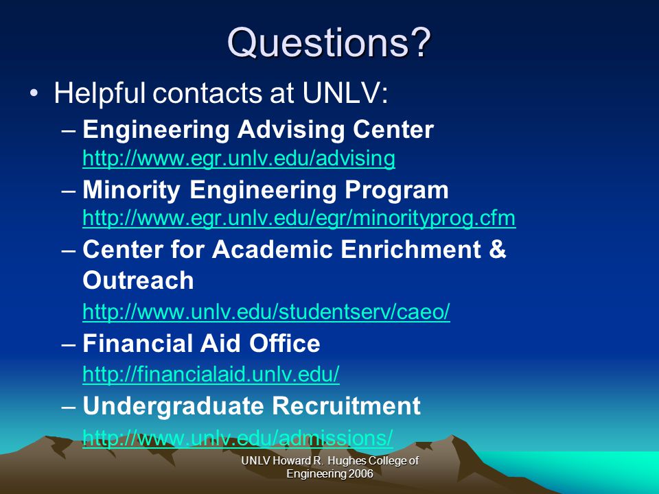 UNLV Howard R. Hughes College of Engineering 2006Questions.