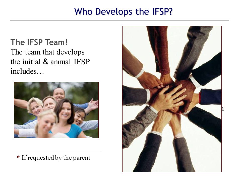 Who Develops the IFSP. The IFSP Team.