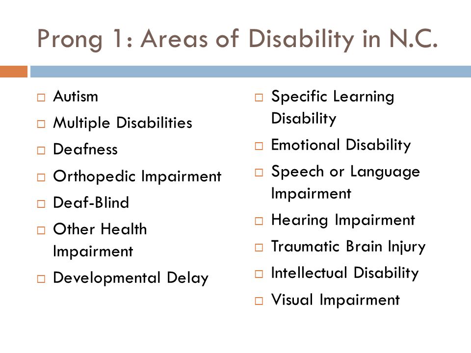 Prong 1: Areas of Disability in N.C.
