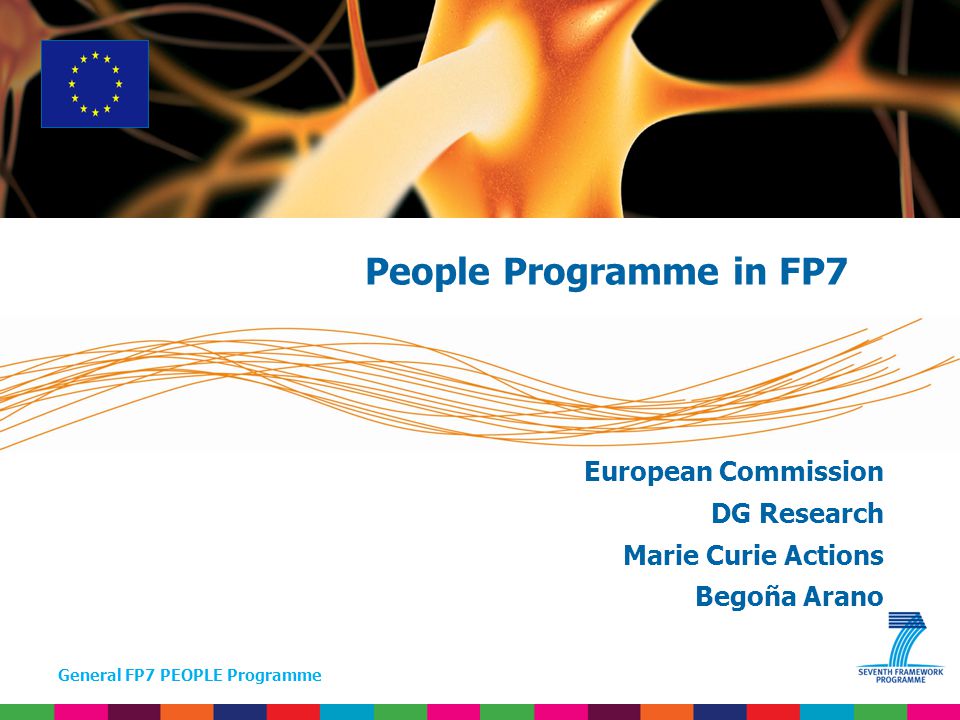 General FP7 PEOPLE Programme European Commission DG Research Marie Curie Actions Begoña Arano People Programme in FP7