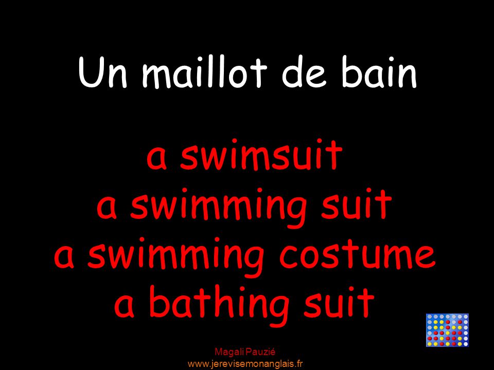 Magali Pauzié   a swimsuit a swimming suit a swimming costume a bathing suit Un maillot de bain
