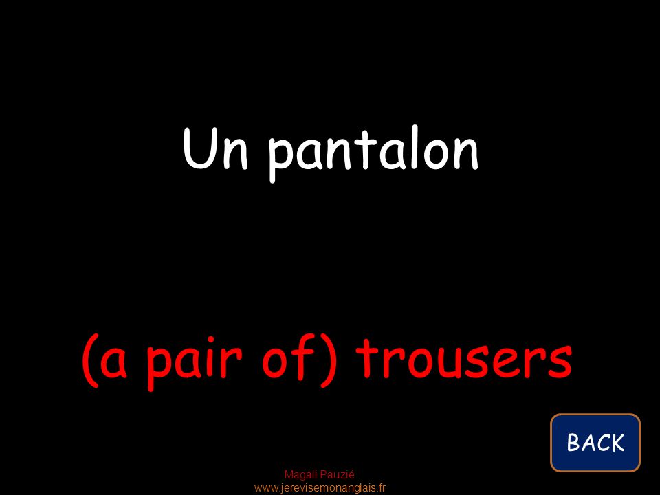 Magali Pauzié   (a pair of) trousers Un pantalon BACK