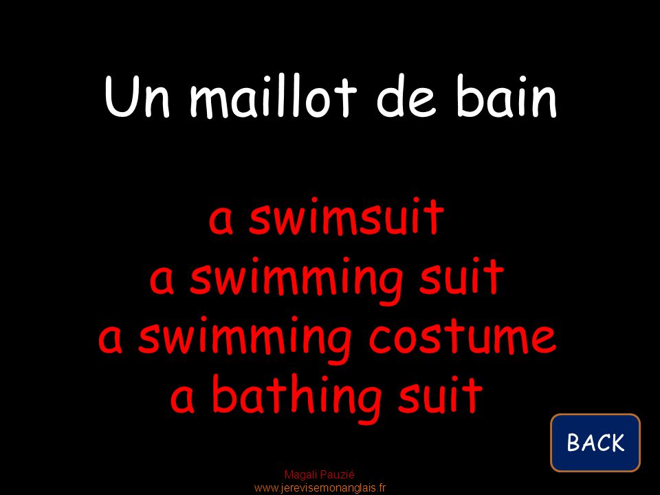 Magali Pauzié   a swimsuit a swimming suit a swimming costume a bathing suit Un maillot de bain BACK