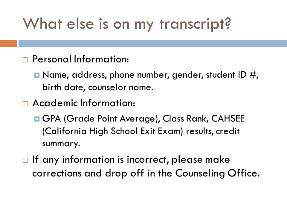 What else is on my transcript.