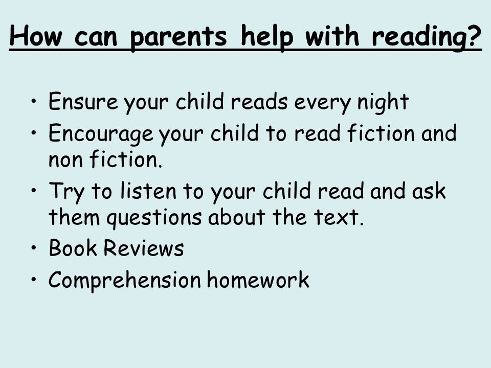How can parents help with reading.