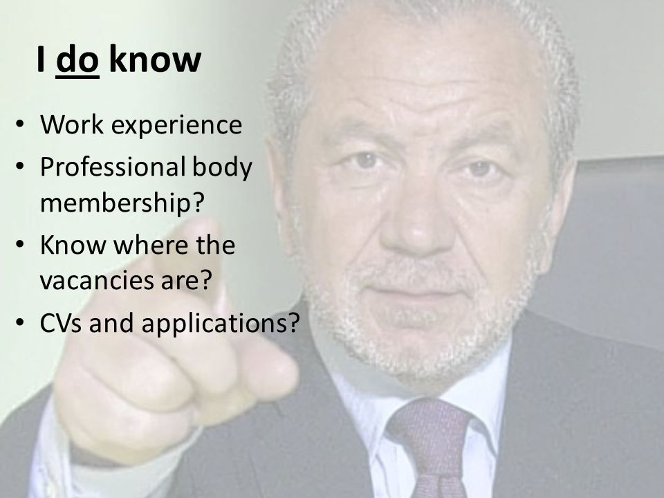 I do know Work experience Professional body membership.