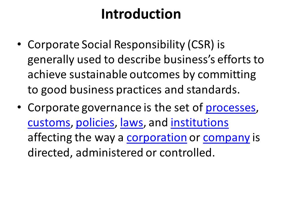 good governance and social responsibility