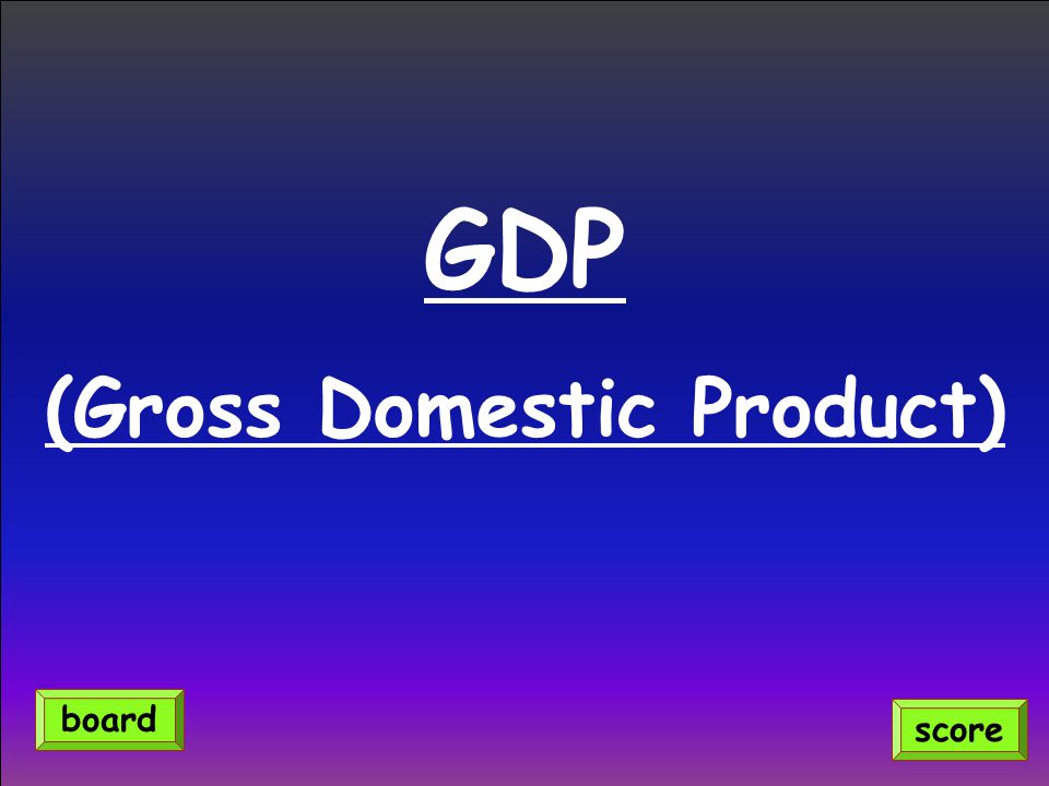 GDP (Gross Domestic Product) score board