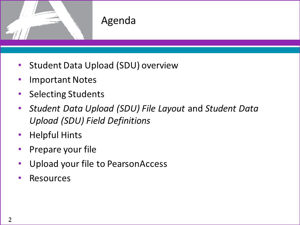 Student Data Upload. Student Data Upload (SDU) overview Important Notes  Selecting Students Student Data Upload (SDU) File Layout and Student Data  Upload. - ppt download