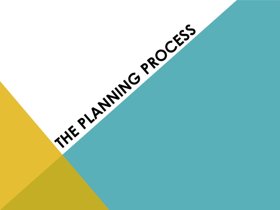 THE PLANNING PROCESS