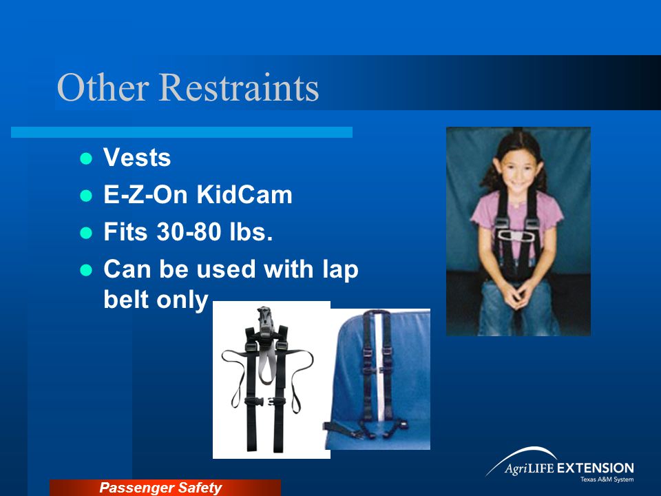 Passenger Safety Other Restraints Vests E-Z-On KidCam Fits lbs.