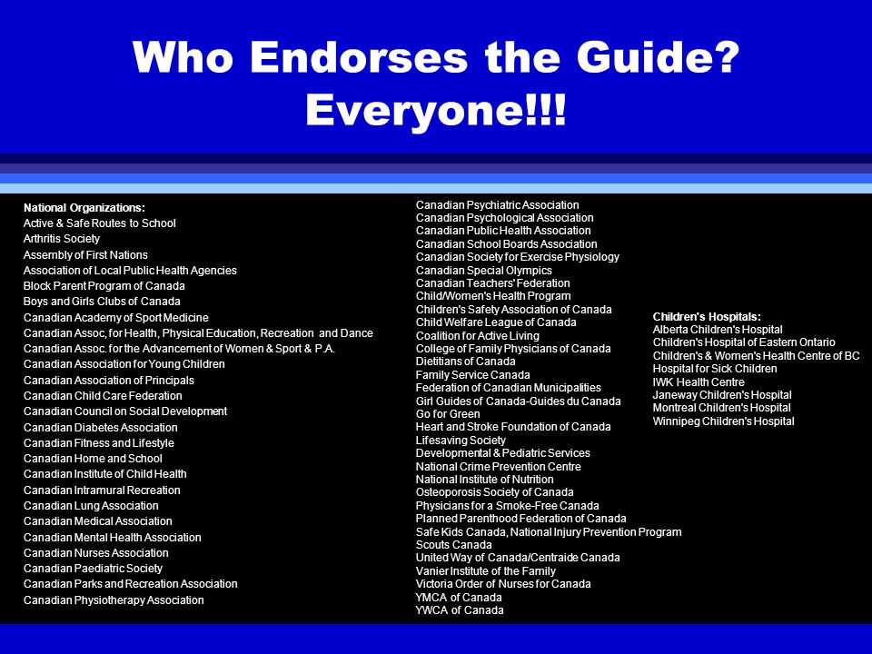 Who Endorses the Guide. Everyone!!.