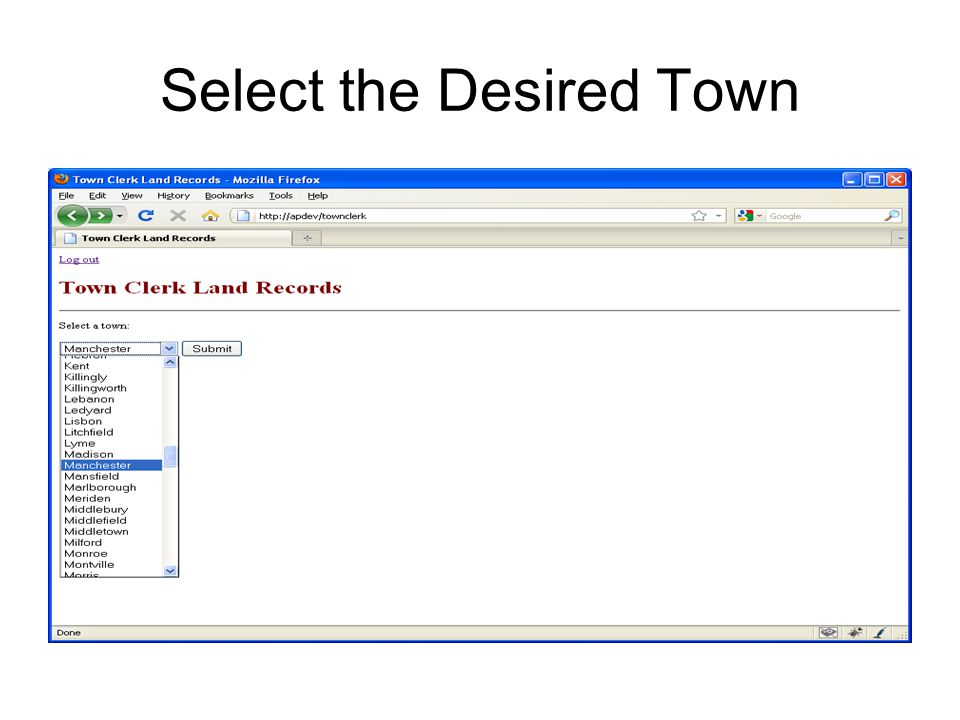 Select the Desired Town