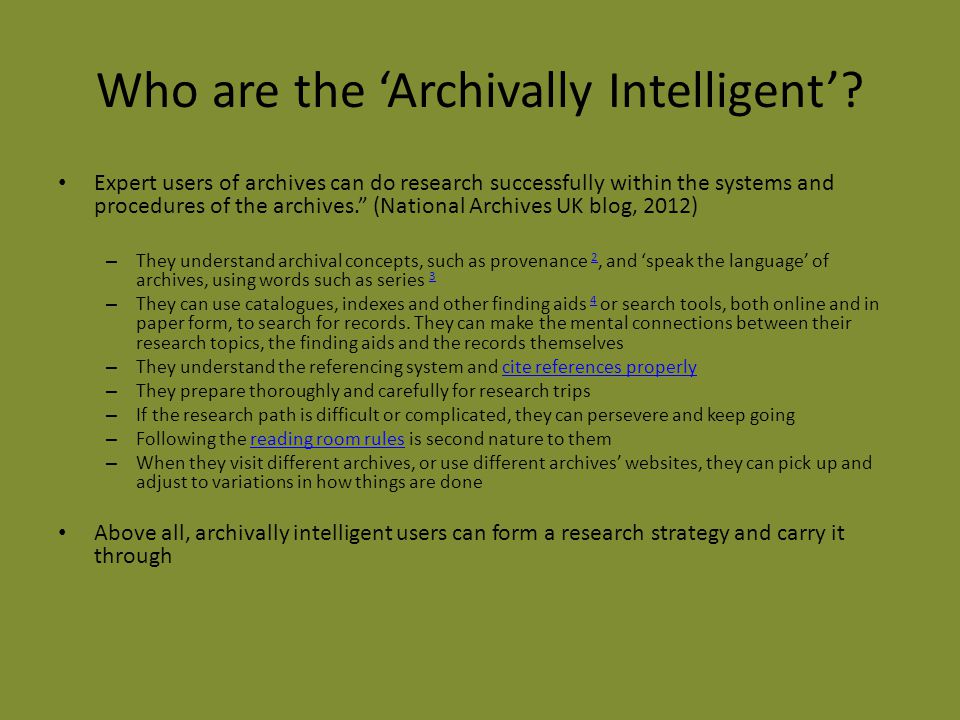 Archival Intelligence: searching archive catalogues and finding aids. - ppt  download