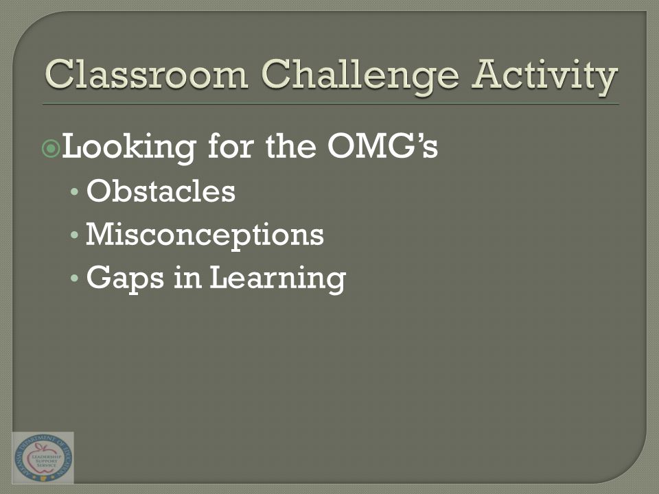  Looking for the OMG’s Obstacles Misconceptions Gaps in Learning