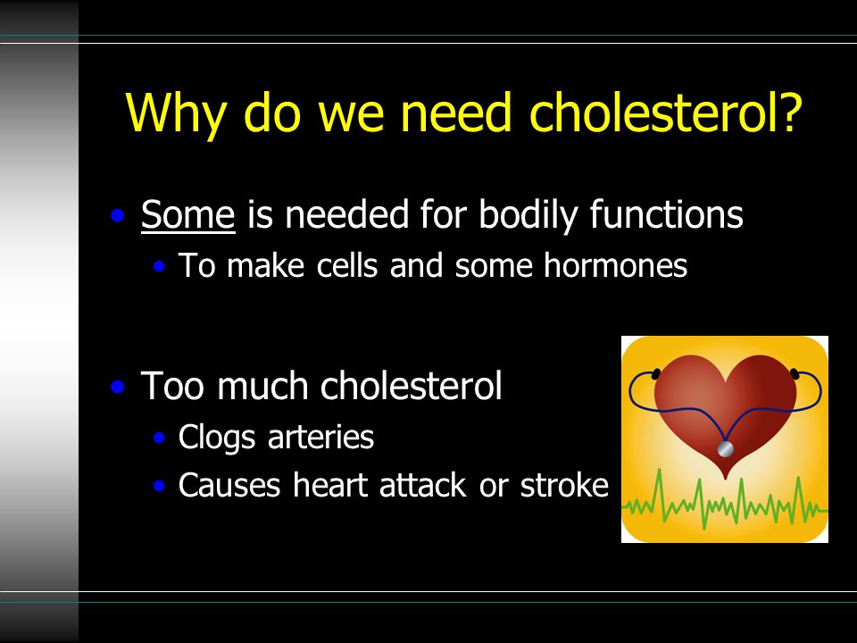 Why do we need cholesterol.
