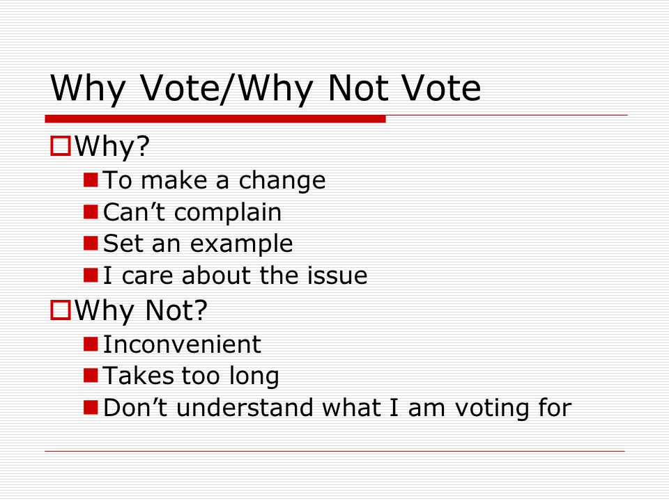 Why Vote/Why Not Vote  Why.