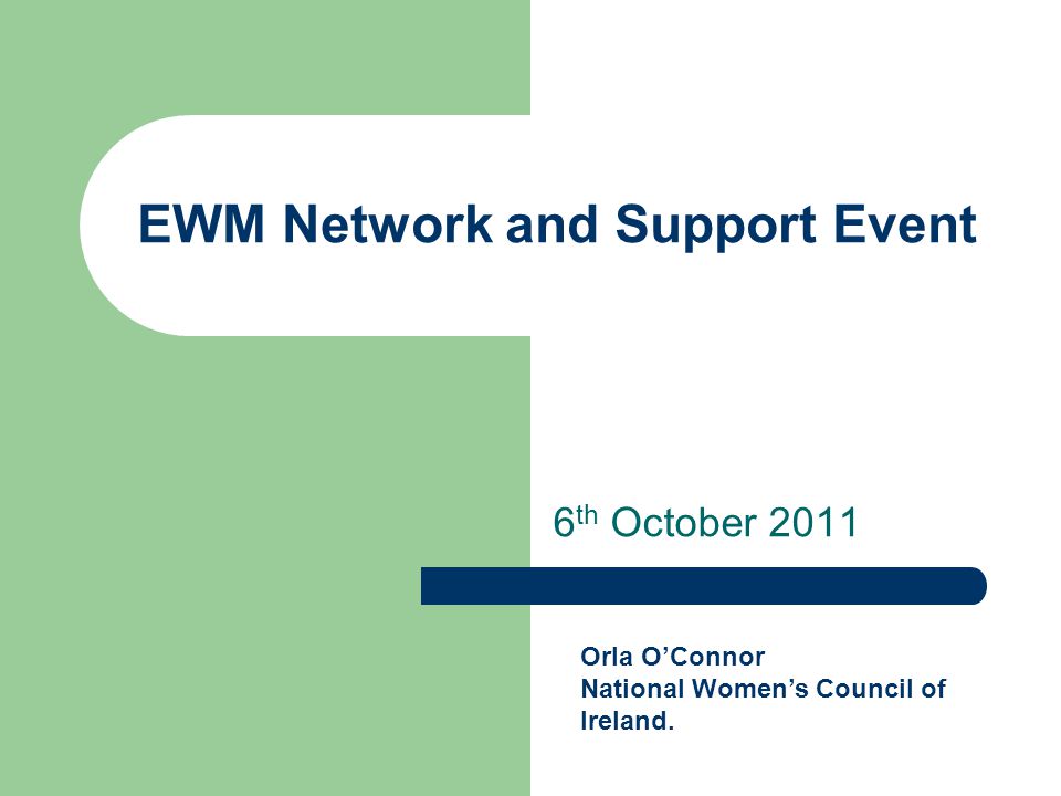 EWM Network and Support Event 6 th October 2011 Orla O’Connor National Women’s Council of Ireland.