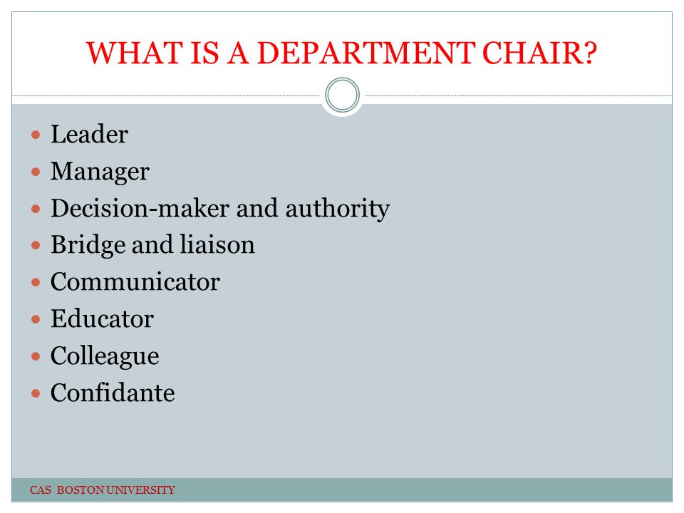 WHAT IS A DEPARTMENT CHAIR.