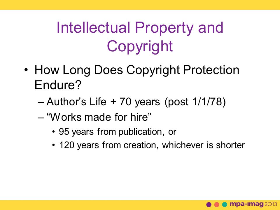 Intellectual Property and Copyright How Long Does Copyright Protection Endure.