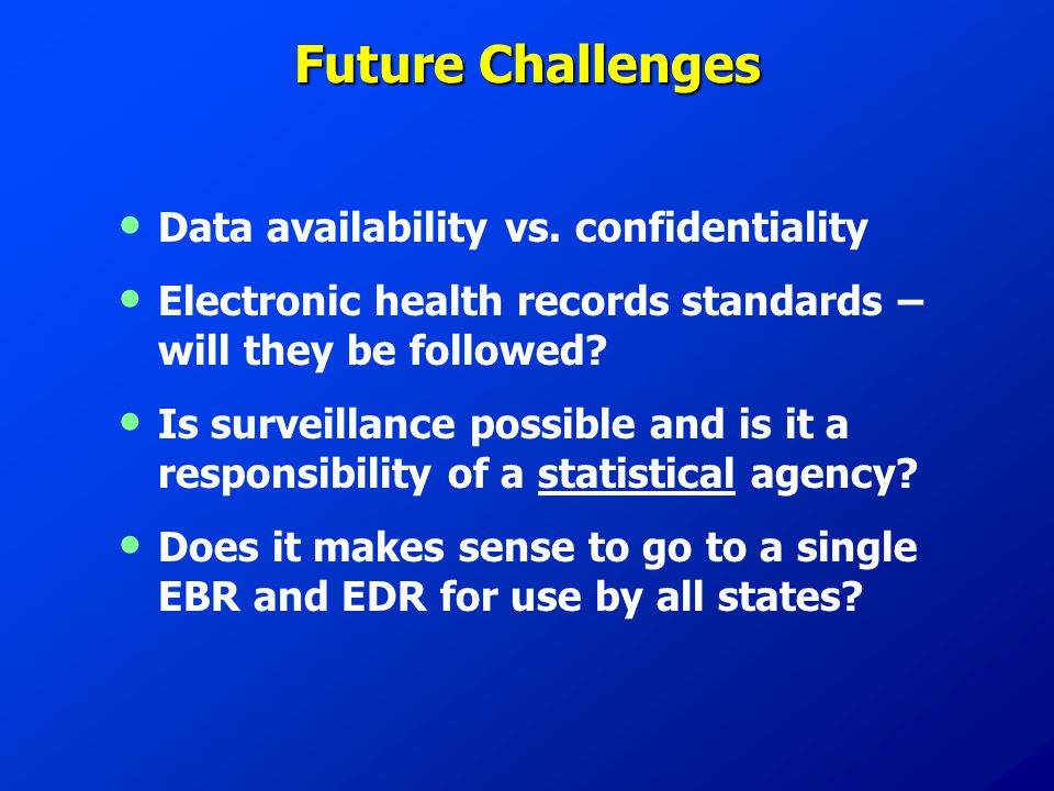 Future Challenges Data availability vs.