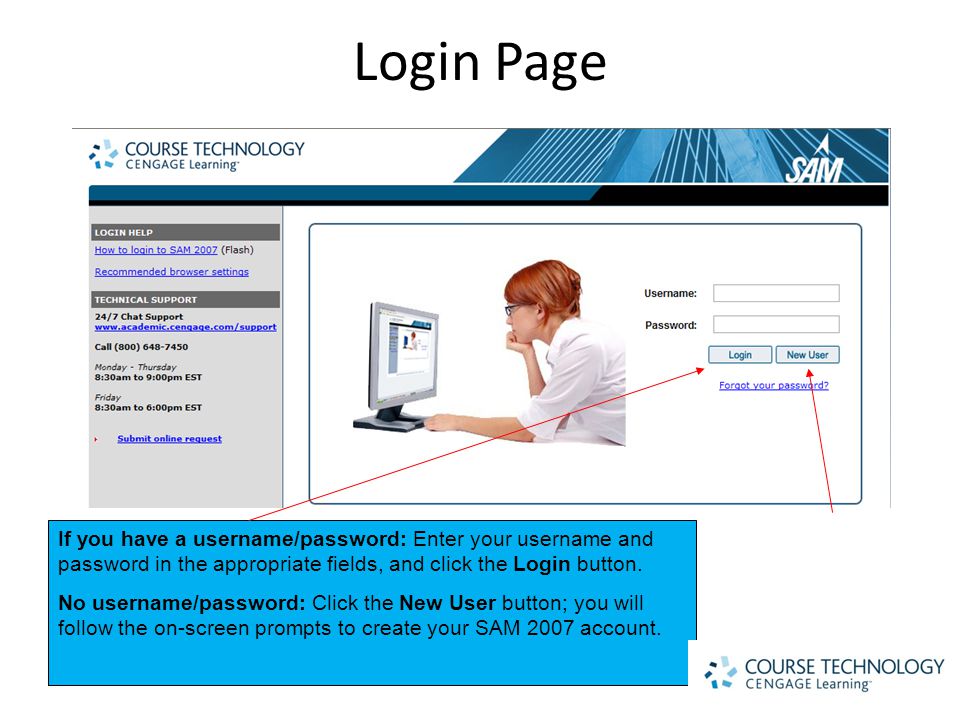 Login Page If you have a username/password: Enter your username and password in the appropriate fields, and click the Login button.
