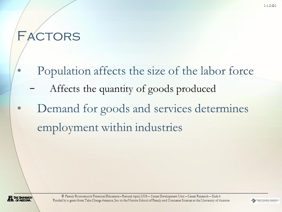 1.1.2.G1 © Family Economics & Financial Education – Revised April 2008 – Career Development Unit – Career Research – Slide 6 Funded by a grant from Take Charge America, Inc.