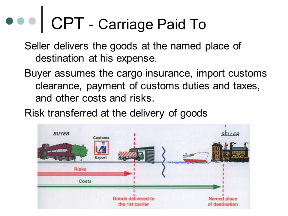 CPT - Carriage Paid To Seller delivers the goods at the named place of destination at his expense.