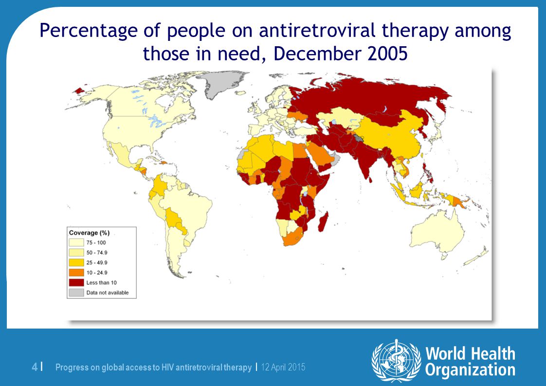Progress on global access to HIV antiretroviral therapy | 12 April |3 | Number of people receiving ARV therapy in low and middle income countries, 2002—2005