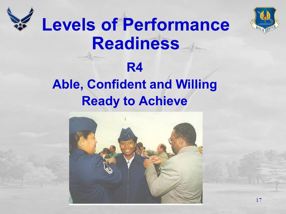 16 Levels of Performance Readiness R3 Able – but Insecure or Unwilling