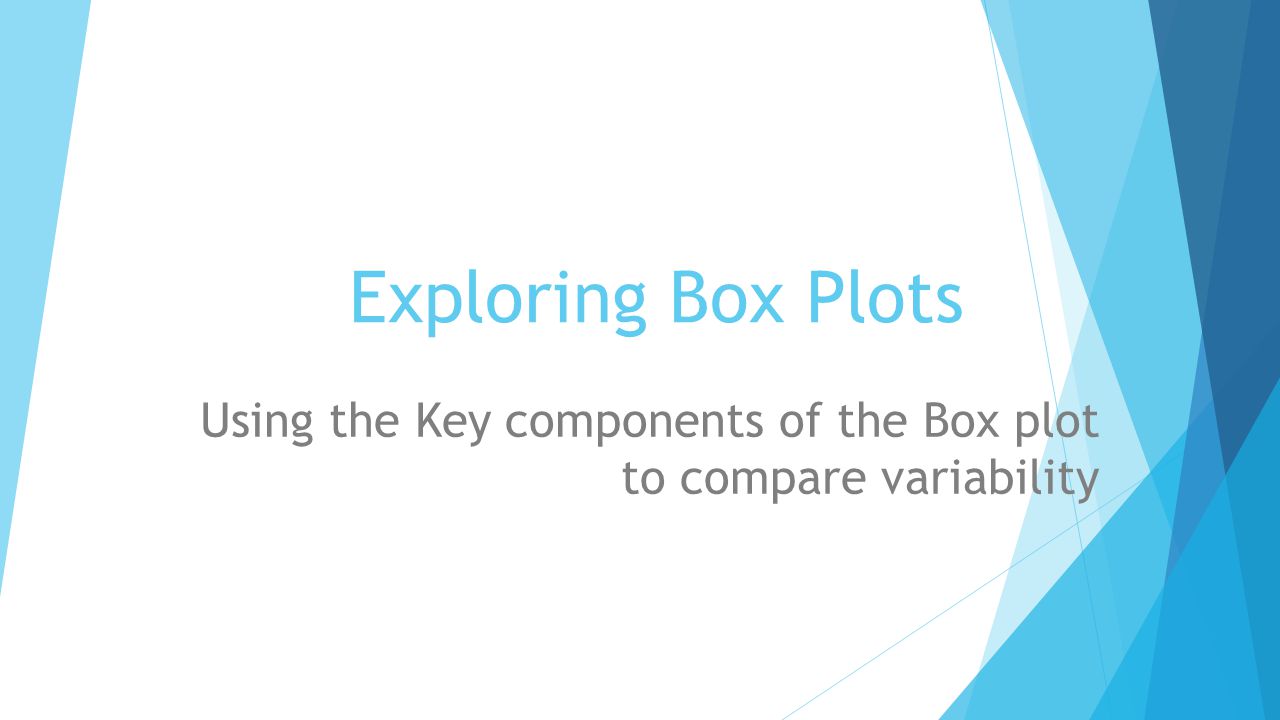 Exploring Box Plots Using the Key components of the Box plot to compare variability