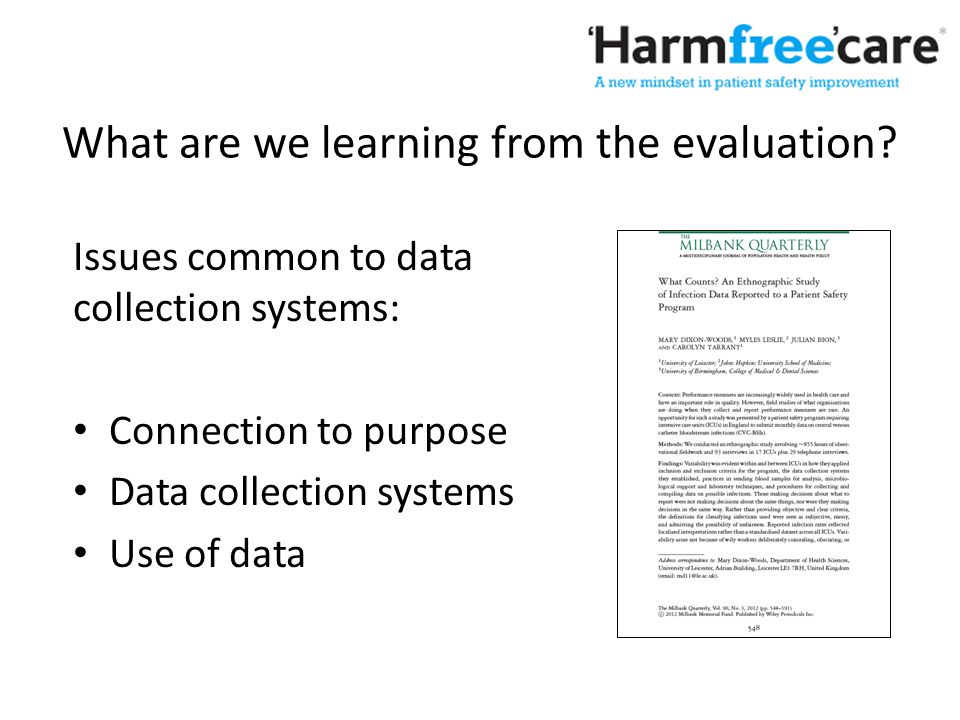What are we learning from the evaluation.