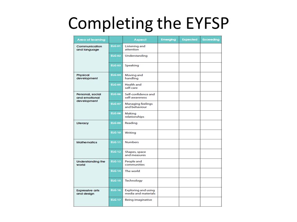 Completing the EYFSP