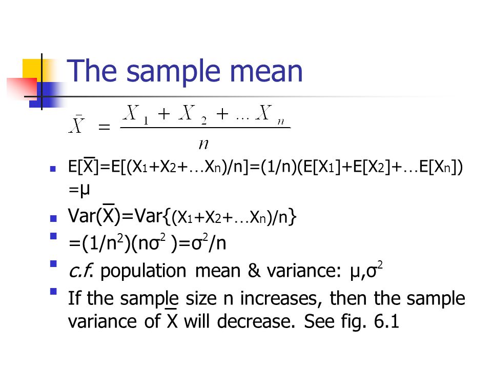 Distributions of sampling statistics Chapter 6 Sample mean & sample variance.  - ppt download
