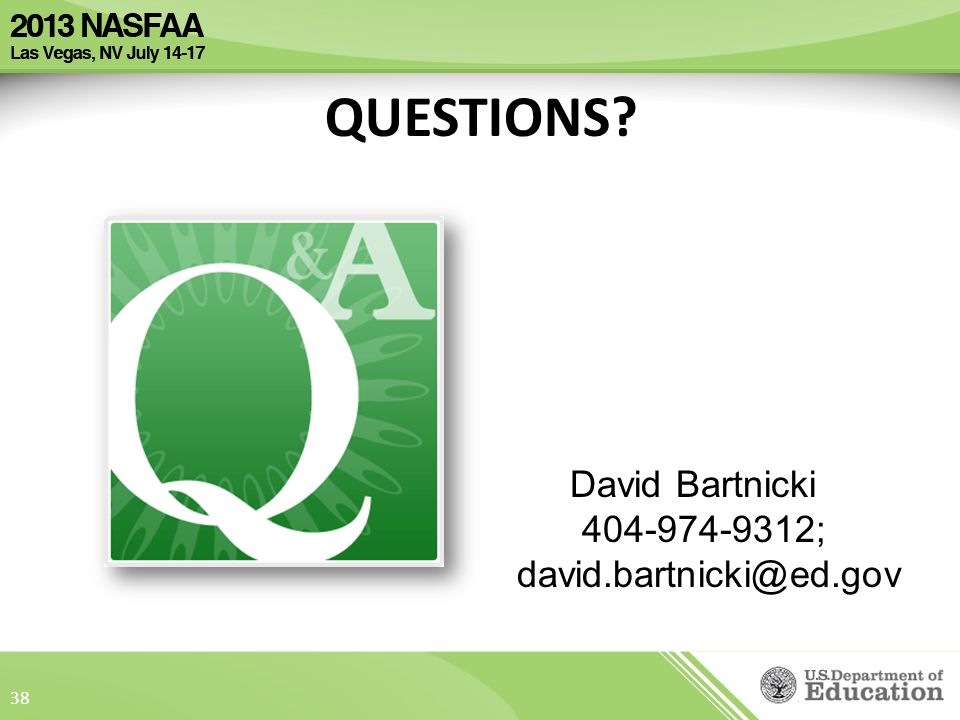 QUESTIONS 38 David Bartnicki ;