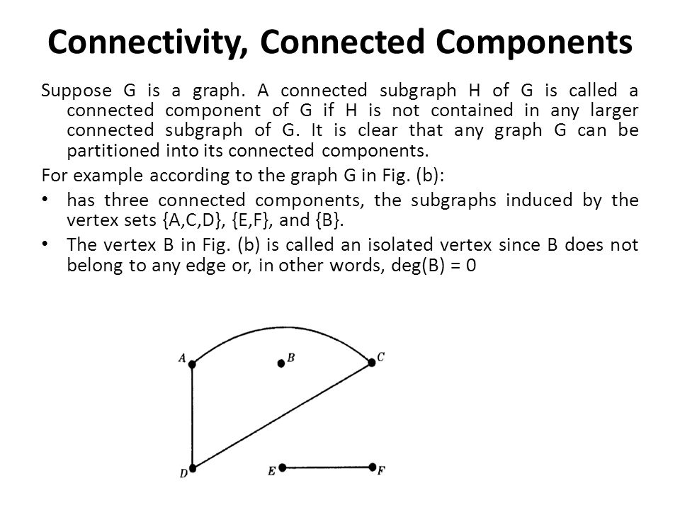 Connectivity, Connected Components Suppose G is a graph.