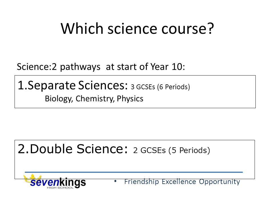 Friendship Excellence Opportunity Which science course.
