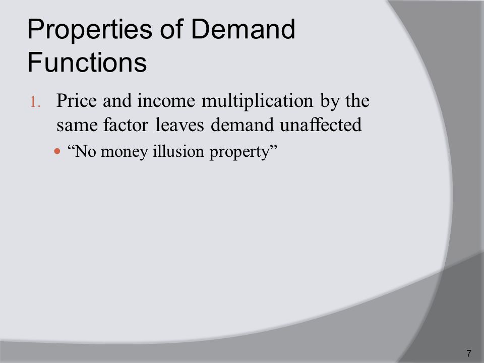 Properties of Demand Functions 1.