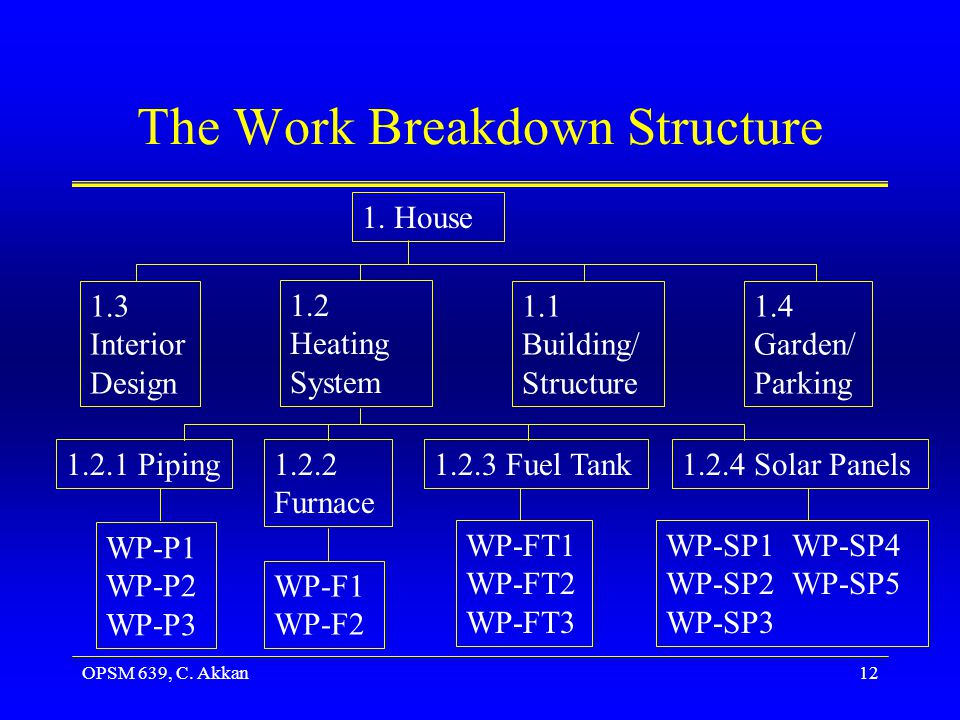 OPSM 639, C. Akkan12 The Work Breakdown Structure 1.