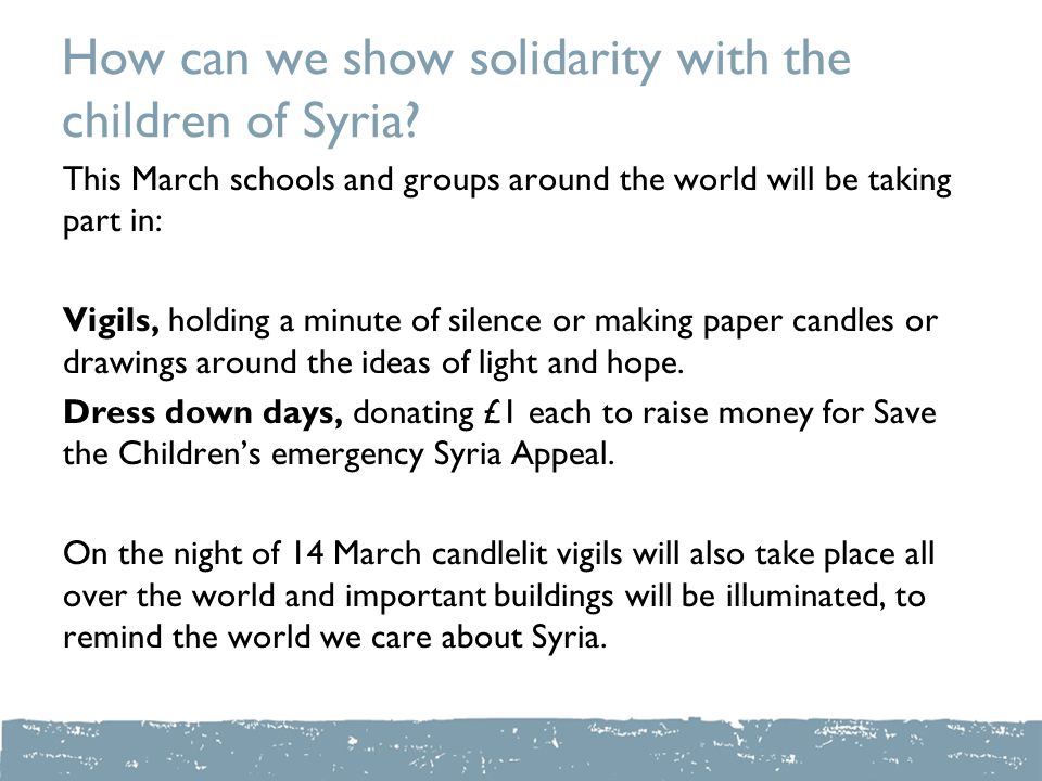 How can we show solidarity with the children of Syria.