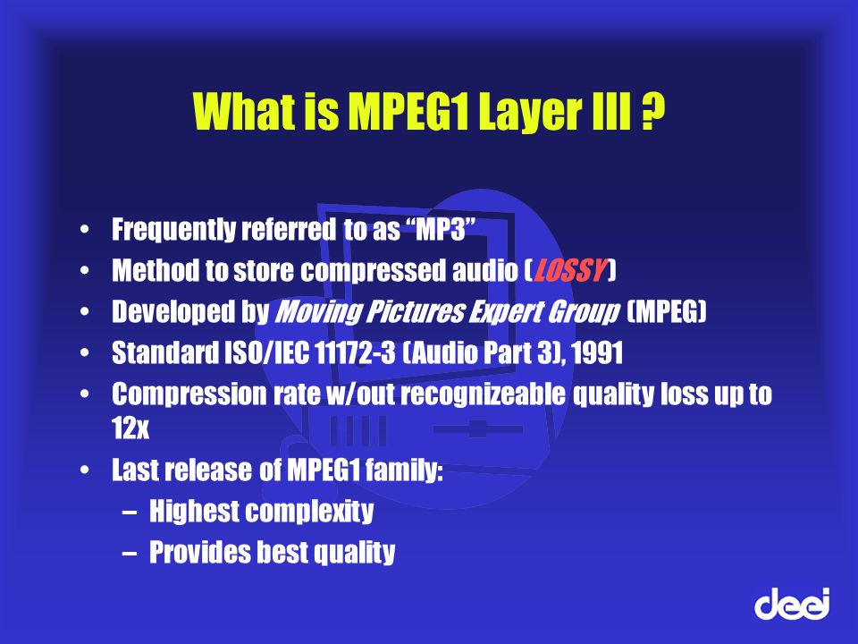 Developement and Implementation of an MPEG1 Layer III Decoder on x86 and  TMS320C6711 platforms Braidotti Enrico (Farina Simone) - ppt download