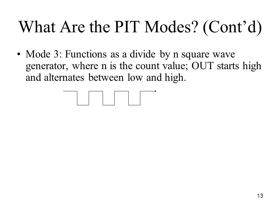 13 What Are the PIT Modes.