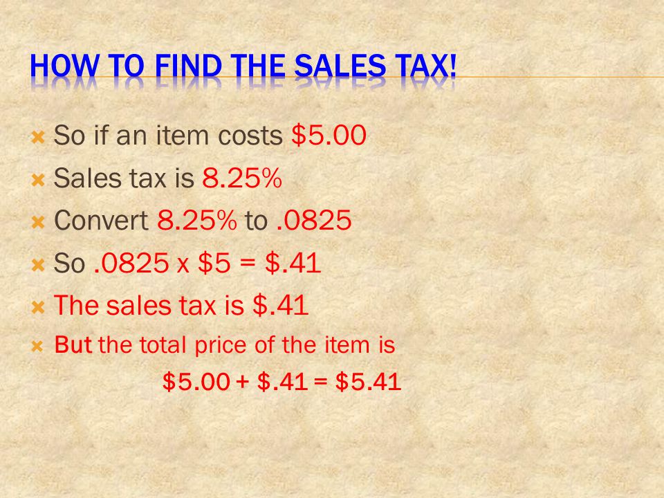 0825 Sales Tax Chart