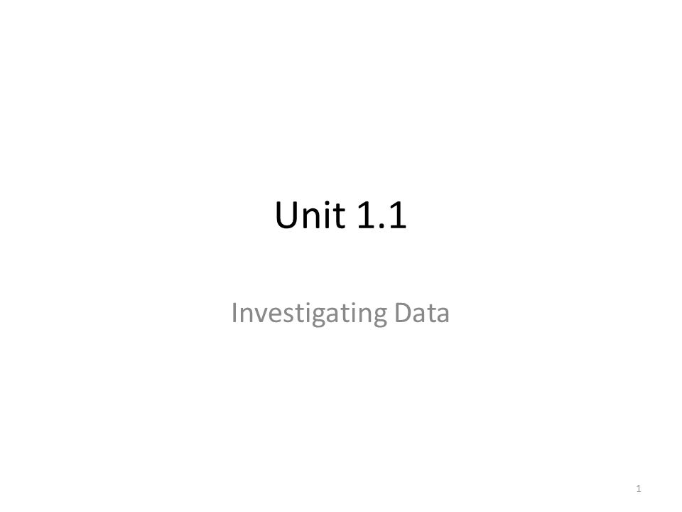 Unit 1.1 Investigating Data 1