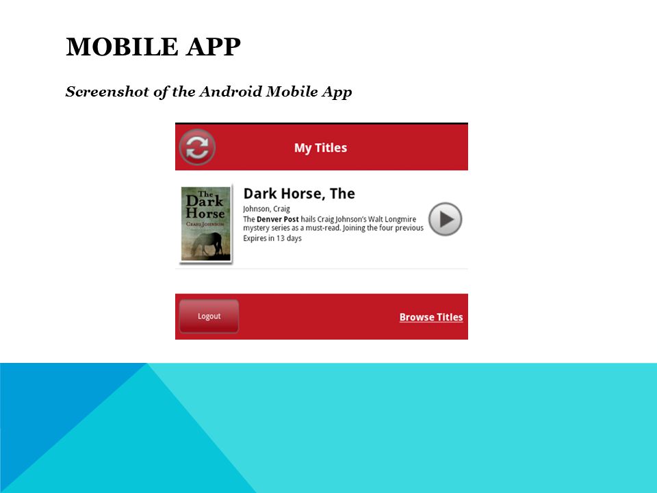 MOBILE APP Screenshot of the Android Mobile App