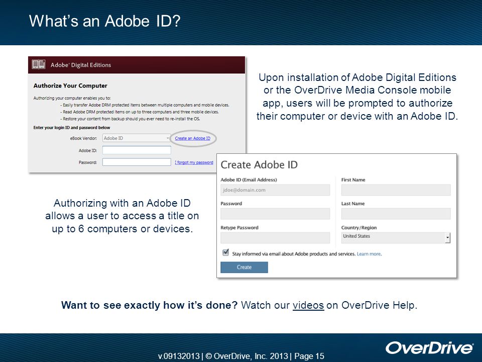 v | © OverDrive, Inc | Page 15 What’s an Adobe ID.